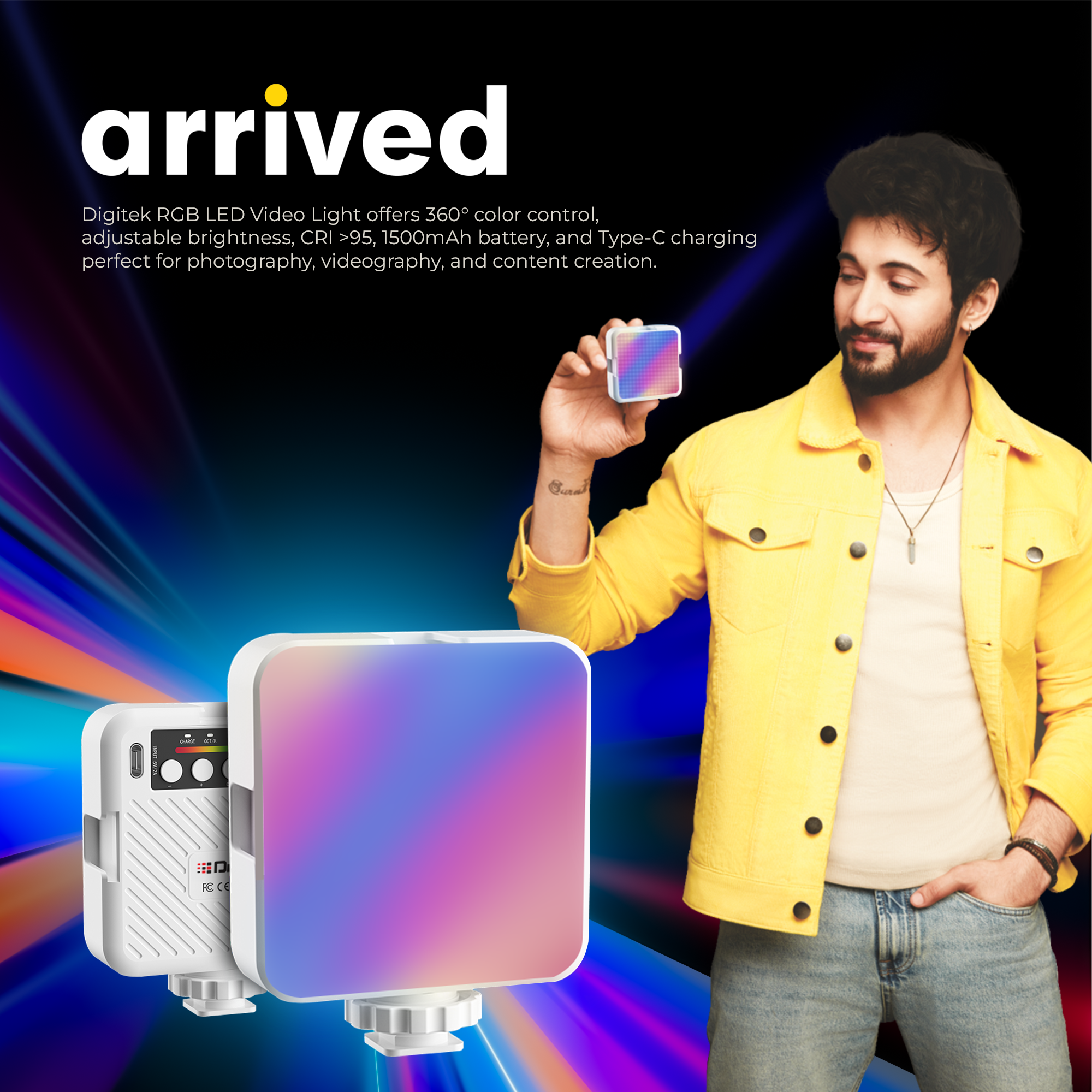 Digitek (LED-D6W RGB) Portable Mini RGB LED Video Light with inbuild Battery