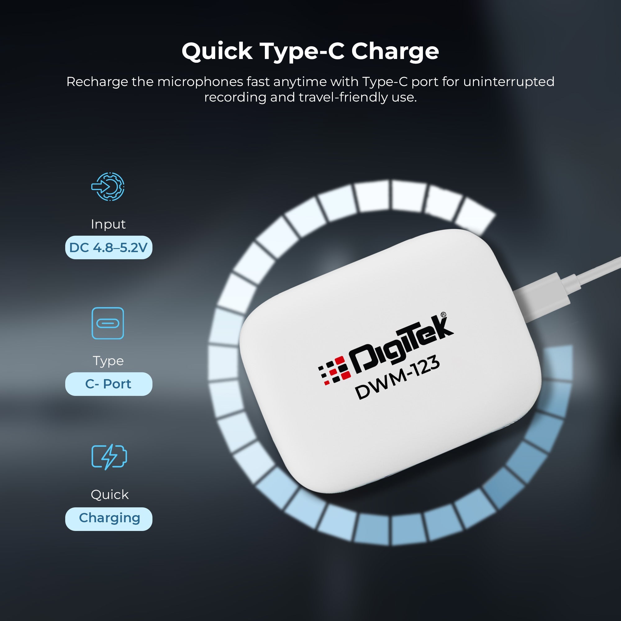 Digitek (DWM 123) 2-in-1 Wireless Microphone (White)