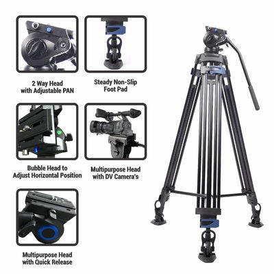 Digitek (DPTR-7060VD) Platinum Heavy Duty Video Tripod Maximum Operating Height: 1849 mm, Max Load Upto: 20 kgs - Digitek