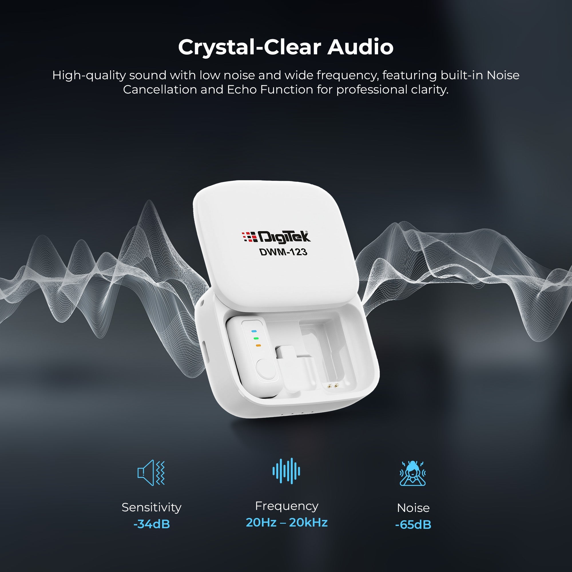Digitek (DWM 123) 2-in-1 Wireless Microphone (White)